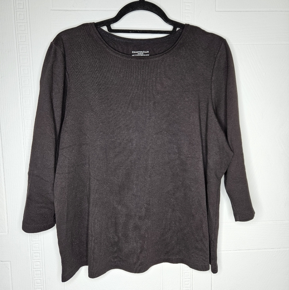 Charter Club Woman Pima Cottin Luxury Crewneck Pullover Long Sleeve T 1X Plus